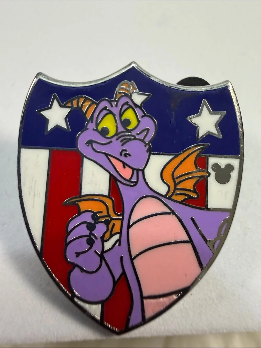 💙3/$20💙 DISNEY Purple Dragon Shield Enamel Pin - Patriotic Design
